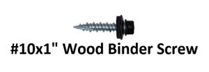 #10 x 1 inch wood binder screw with a hex head and sealing washer