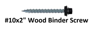 #10 x 2 inch wood binder screw with a hex head and sealing washer