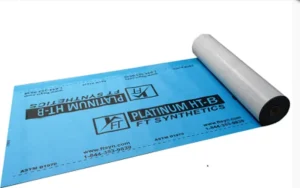 Part-unrolled roll of FT Synthetics Platinum HT-B peel & stick underlayment