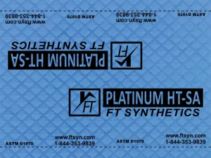 The printed surface of FT Synthetics Platinum HT-SA peel & stick underlayment