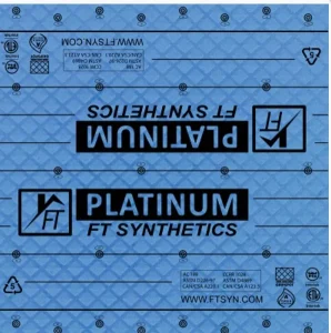 The printed surface of FT Synthetics Platinum underlayment, showing its slip-resistant pattern
