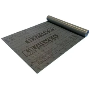 Part-unrolled roll of FT Synthetics Silver synthetic underlayment