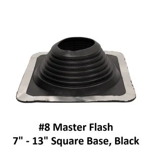 #8 Master Flash pipe flashing, 7″–13″, black EPDM on a square base