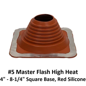 #5 Master Flash High Heat pipe flashing, 4″–8-1/4″, red silicone on a square base