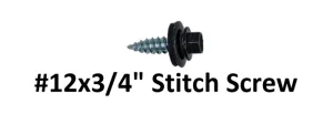 #12 x 3/4 inch stitch screw with a hex head and sealing washer