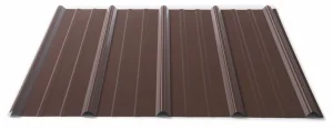 Tuff Rib panel seen at an angle, showing its 3/4″ ribs and the flat pan between them