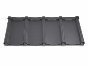 Algoma metal tile panel in Deep Grey, angled view